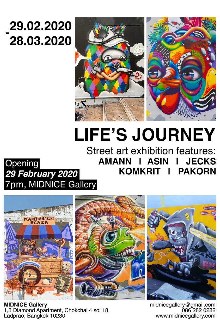 Street art exhibition features 5 leading street artists: Amann, Asin, Jecks, Komkrit and Pakorn